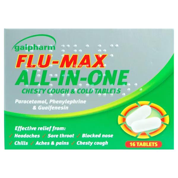 Galpharm Flu-Max All-In-One Chesty Cough & Cold 16 Tablets