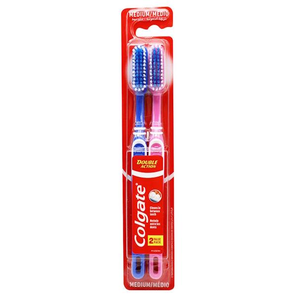 Colgate Toothbrush Double Action Medium Twin Pack (Colours Vary)