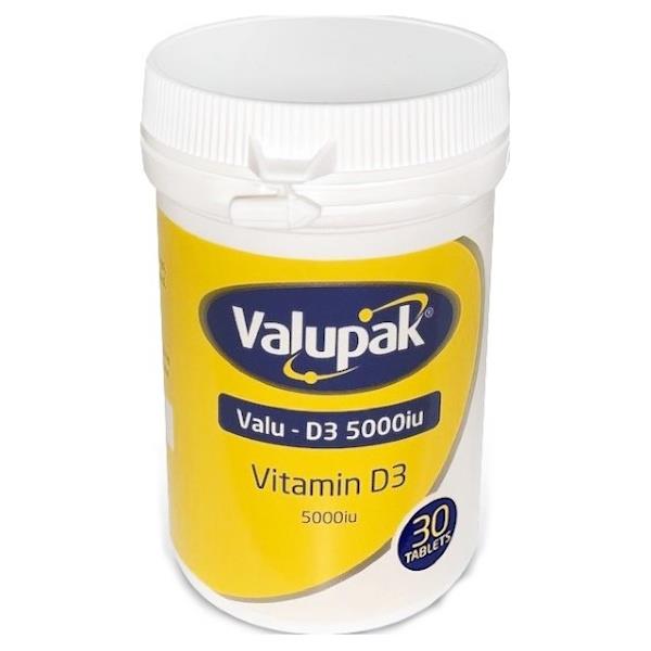 Valupak Vitamin D3 5000iu 30 Tablets