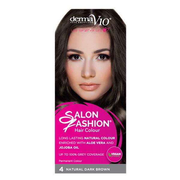 Derma V10 Salon Fashion Permanent Hair Colour 4 Natural Dark Brown