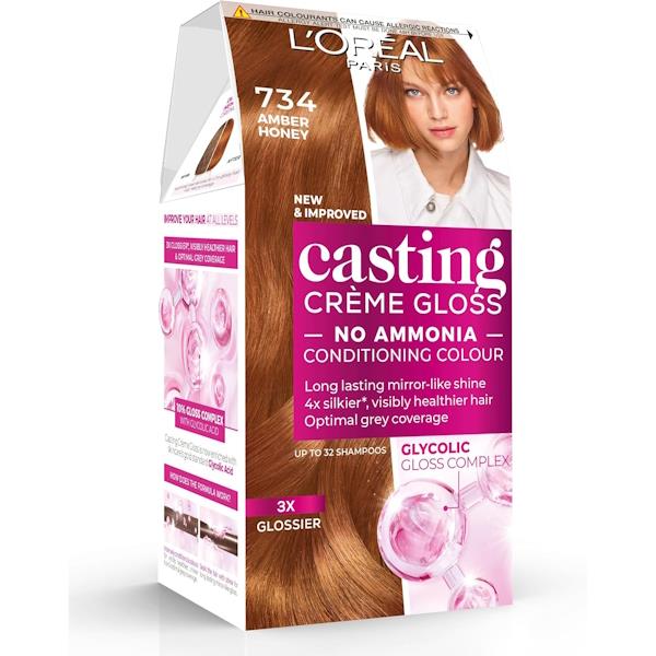 L'Oreal Casting Creme Gloss Semi-Permanent Hair Colour 734 Amber Honey