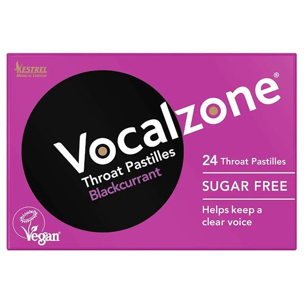 Vocalzones Blackcurrant Sugar Free 24 Throat Pastilles