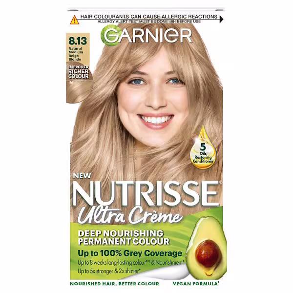 Garnier Nutrisse Creme Permanent Colour 8.13 Natural Medium Beige Blonde