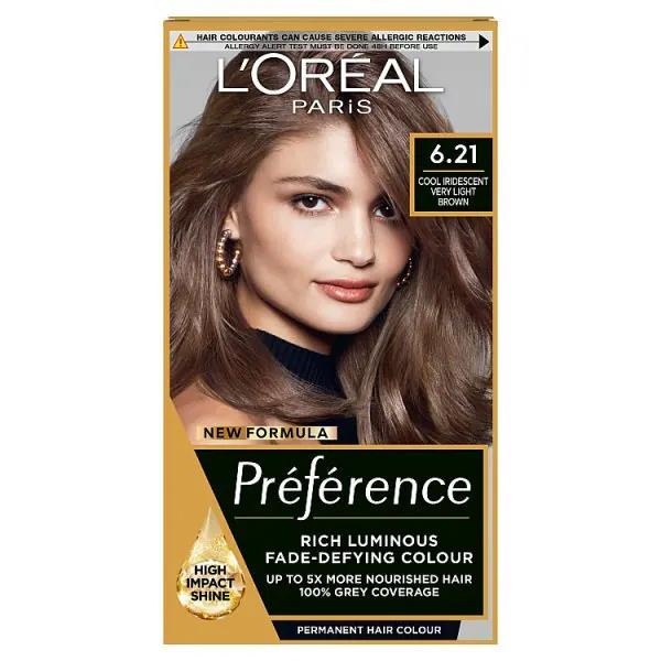 L'Oreal Preference Permanent Colour 6.21 Cool Iridescent Very Light Brown