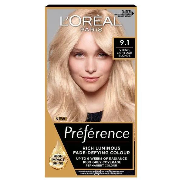 L'Oreal Preference Permanent Colour 9.1 Viking Light Ash Blonde
