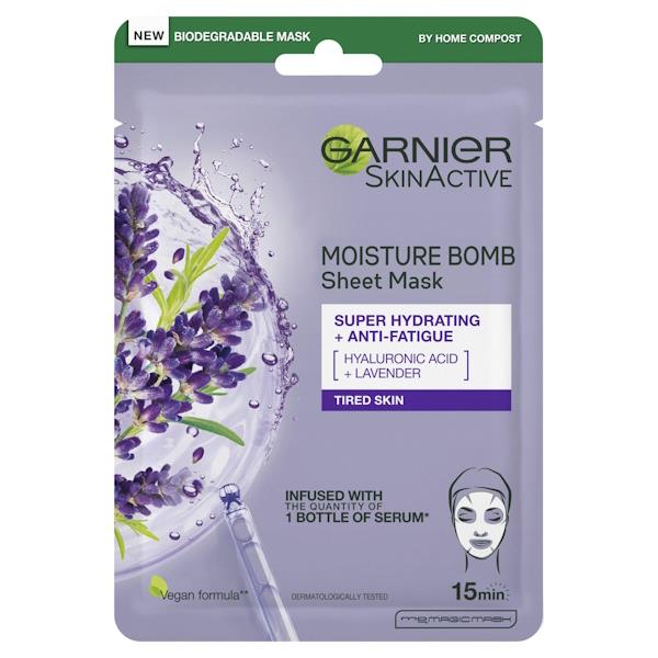 Garnier Skin Active Moisture Bomb Tissue Mask Lavender + Hyaluronic Acid