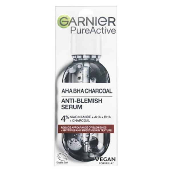 Garnier Skin Active AHA + BHA Charcoal Anti-Blemish Serum 30ml
