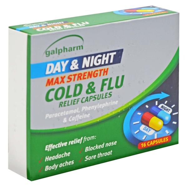 Galpharm Day & Night Max Strength Cold & Flu 16 Capsules