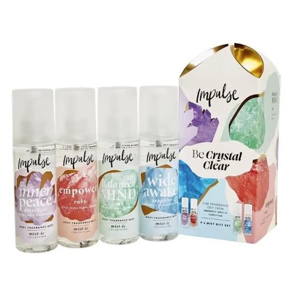 Impulse Be Crystal Clear Gift Set 4 x 150ml Body Mists