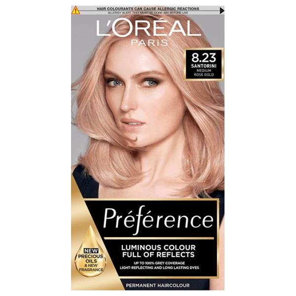 L'Oreal Preference Permanent Colour 8.23 Santorini Medium Rose Gold