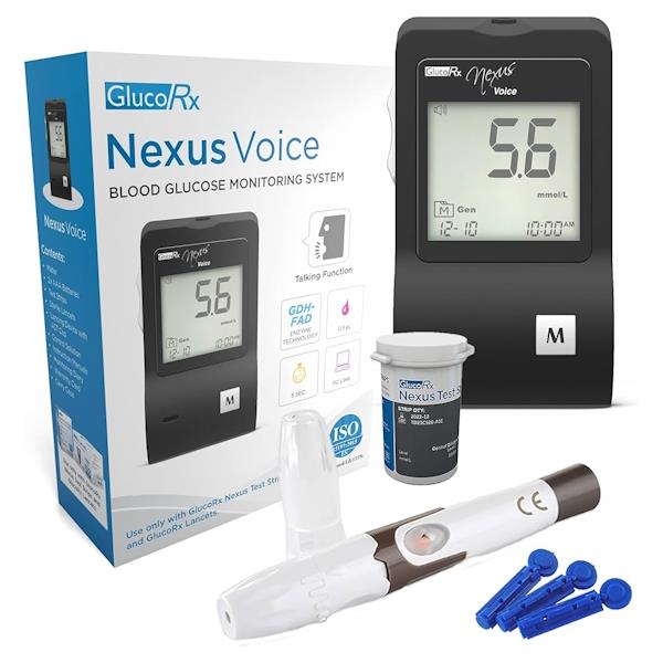 GlucoRx Nexus Voice Blood Glucose Monitoring System