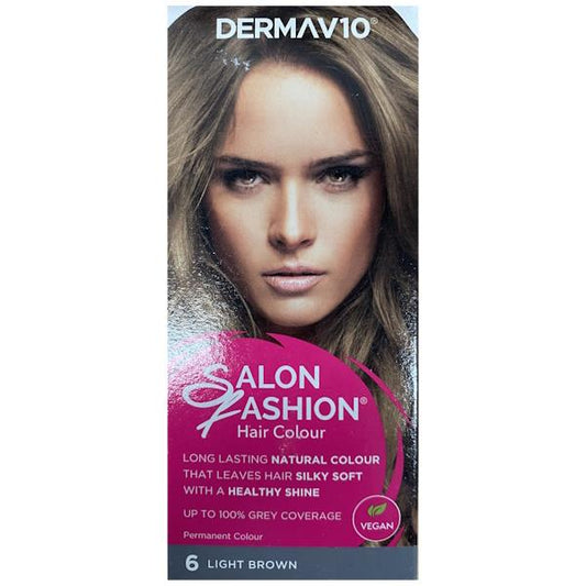 Derma V10 Salon Fashion Permanent Hair Colour 6 Light Brown