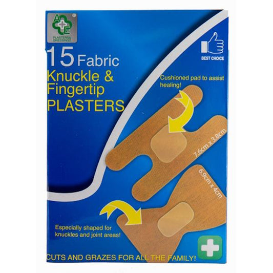 A&E Knuckle & Fingertip Fabric Plasters 15 Plasters