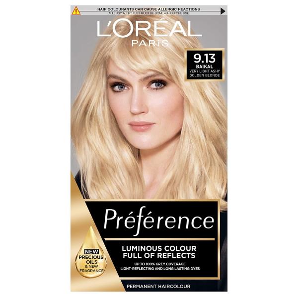 L'Oreal Preference Permanent Colour 9.13 Baikal Very Light Ashy Golden Blonde