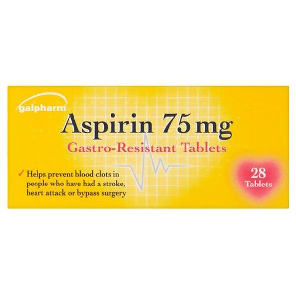 Galpharm Aspirin 75mg 28 Gastro-Resistant Tablets