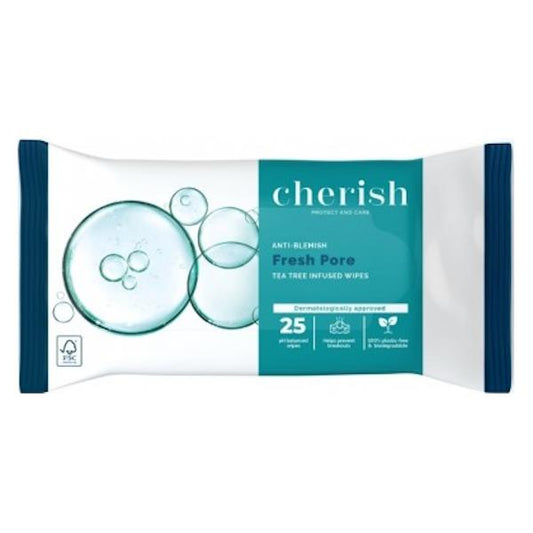 Cherish Anti-Blemish Fresh Pore Facial Wipes 25 Wipes