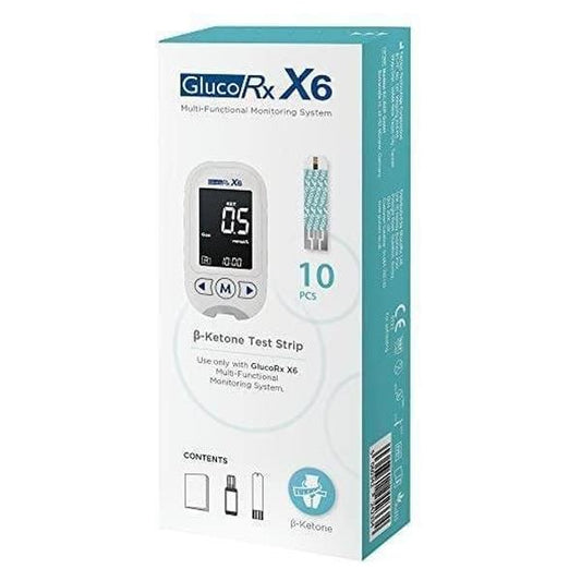 GlucoRx X6 10 Blood Ketone Test Strips