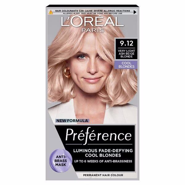 L'Oreal Preference Permanent Colour 9.12 Very Light Ash Beige Blonde