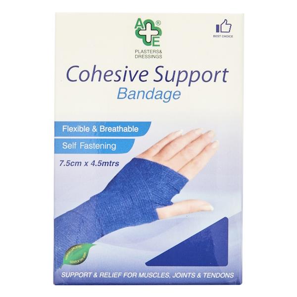 A&E Blue Cohesive Support Bandage 7.5cm x 4.5M