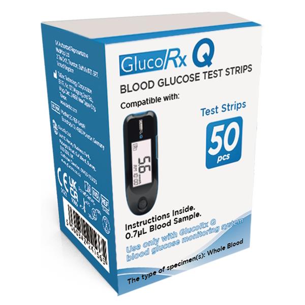 GlucoRx Q 50 Blood Glucose Test Strips (Case of 12)