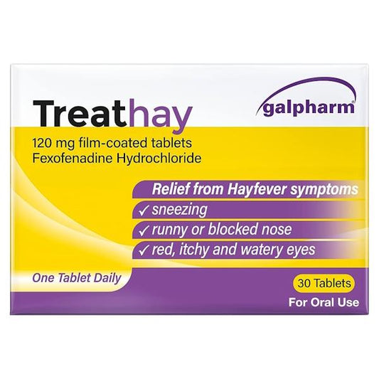 Galpharm Treathay Fexofenadine Hydrochloride 120mg 30 Film-Coated Tablets