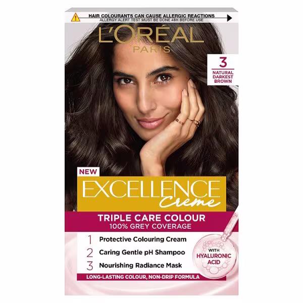 L'Oreal Excellence Creme Triple Care Colour 3 Natural Darkest Brown