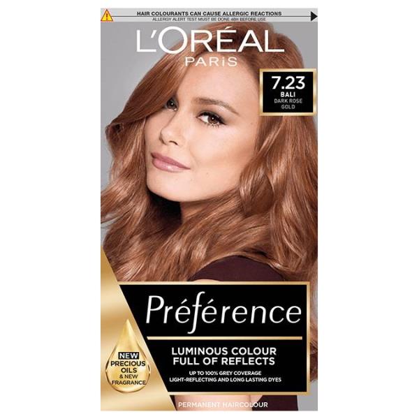 L'Oreal Preference Permanent Colour 7.23 Bali Dark Rose Gold