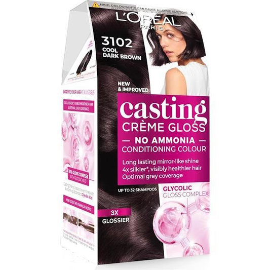 L'Oreal Casting Creme Gloss Semi-Permanent Hair Colour 3102 Cool Dark Brown