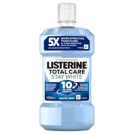 Listerine Fluoride Mouthwash Total Care Stay White 500ml