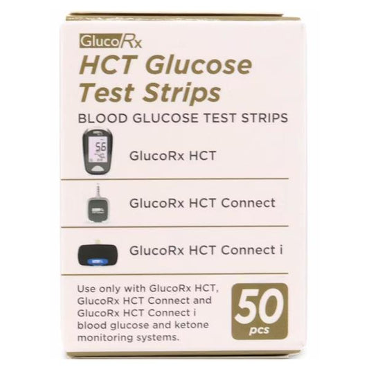 GlucoRx HCT 50 Blood Glucose Test Strips (Inc. VAT)