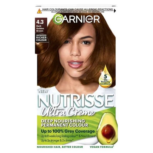 Garnier Nutrisse Creme Permanent Colour 4.3 Dark Golden Brown