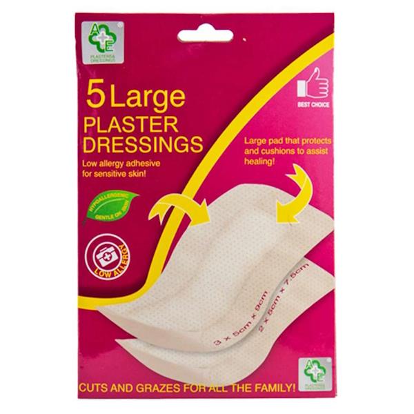 A&E Large Plaster Dressings 5 Pads