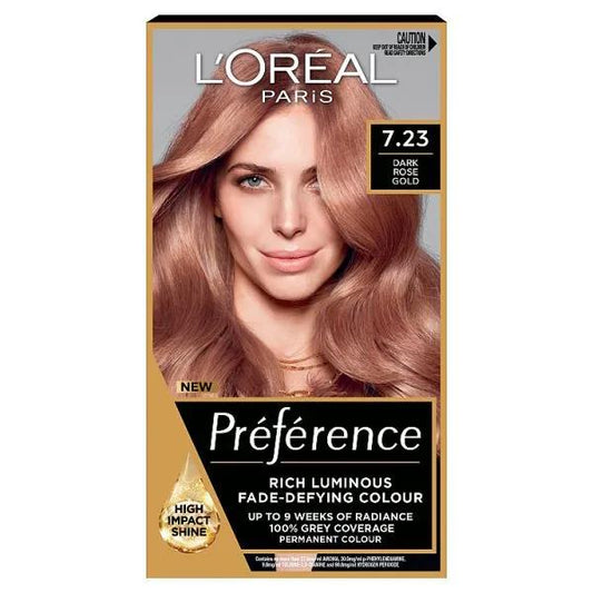 L'Oreal Preference Permanent Colour 7.23 Dark Rose Gold