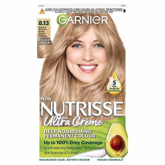 Garnier Nutrisse Creme Permanent Colour 8.13 Natural Medium Beige Blonde