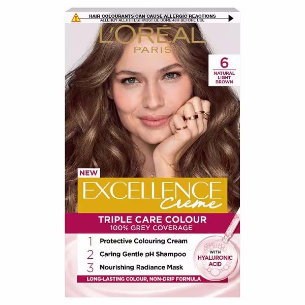 L'Oreal Excellence Creme Triple Care Colour 6 Natural Light Brown