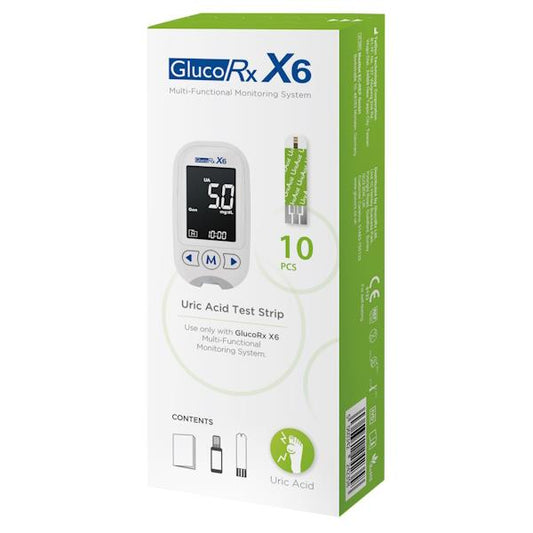 GlucoRx X6 10 Uric Acid Test Strips