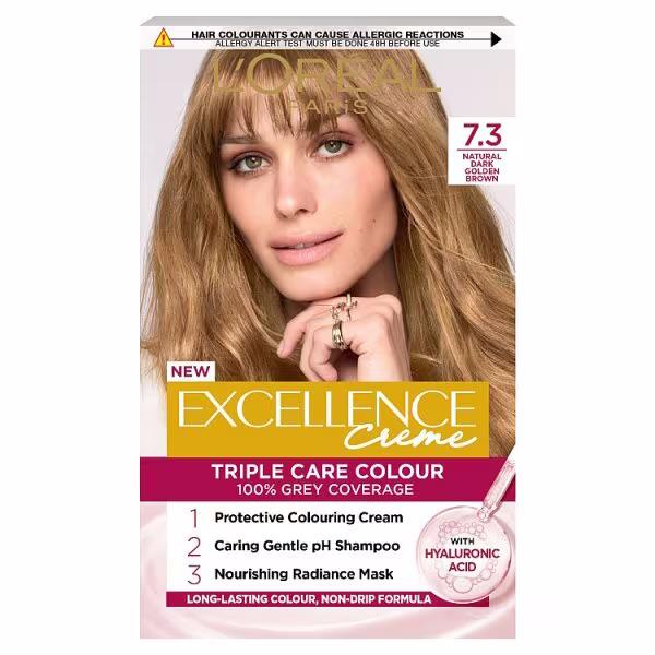 L'Oreal Excellence Creme Triple Care Colour 7.3 Natural Dark Golden Brown