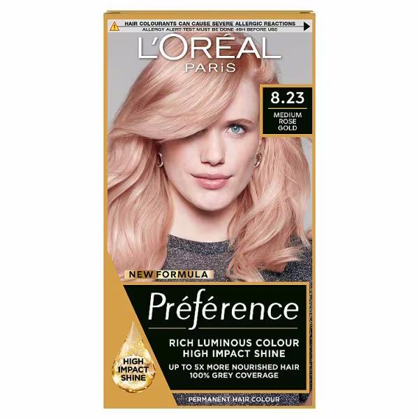 L'Oreal Preference Permanent Colour 8.23 Medium Rose Gold