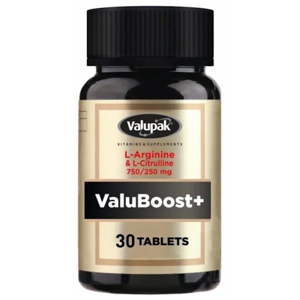 Valupak ValuBoost+ L-Arginine 750mg & L-Citrulline 250mg 30 Tablets