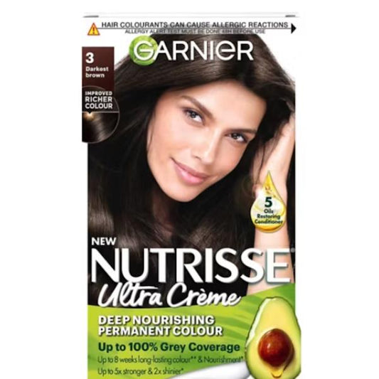 Garnier Nutrisse Creme Permanent Colour 3 Darkest Brown