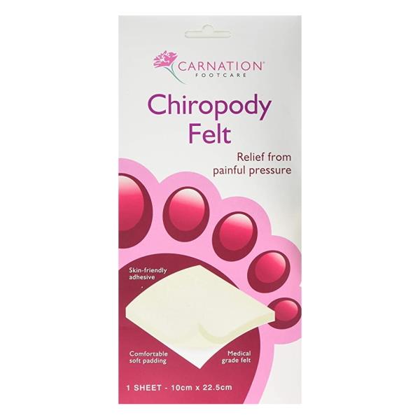 Carnation Footcare Chiropody Felt Large 1 Sheet 10cm x 22.5cm