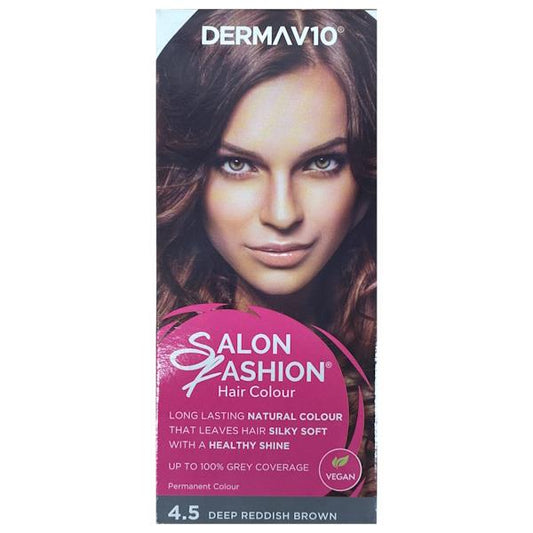 Derma V10 Salon Fashion Permanent Hair Colour 4.5 Reddish Brown