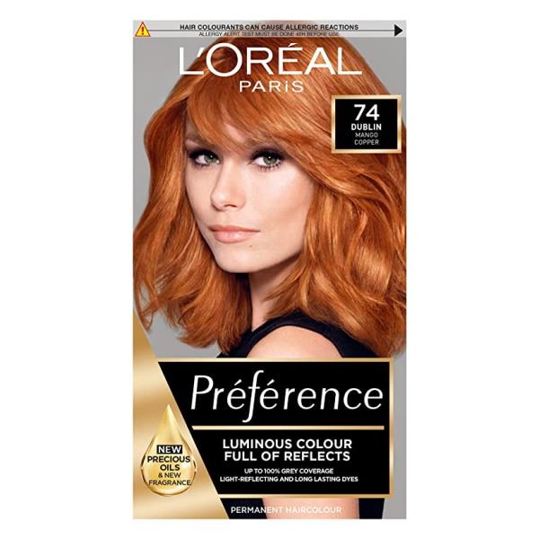 L'Oreal Preference Permanent Colour 74 Dublin Mango Copper