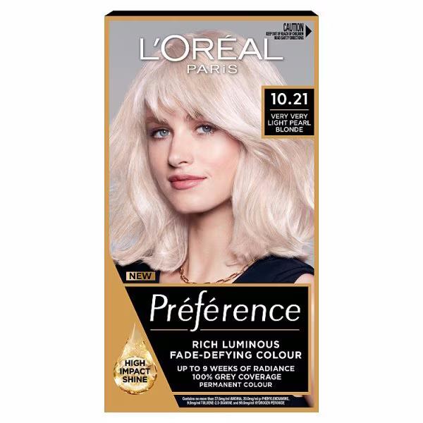 L'Oreal Preference Permanent Colour 10.21 Very Very Light Pearl Blonde