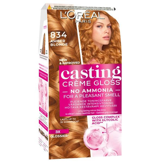 L'Oreal Casting Creme Gloss Semi-Permanent Hair Colour 834 Amber Blonde