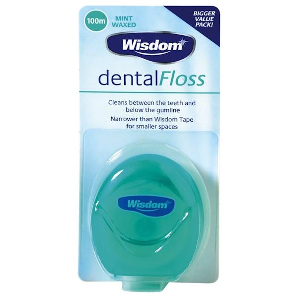 Wisdom Dental Floss Mint Waxed 100m