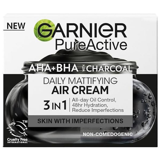 Garnier Pure Active AHA + BHA Charcoal Daily Mattifying Air Cream 50ml