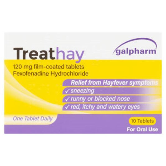 Galpharm Treathay Fexofenadine Hydrochloride 120mg 10 Film-Coated Tablets